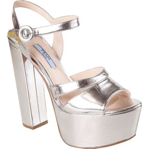 silver prada flats|prada silver platform shoes.